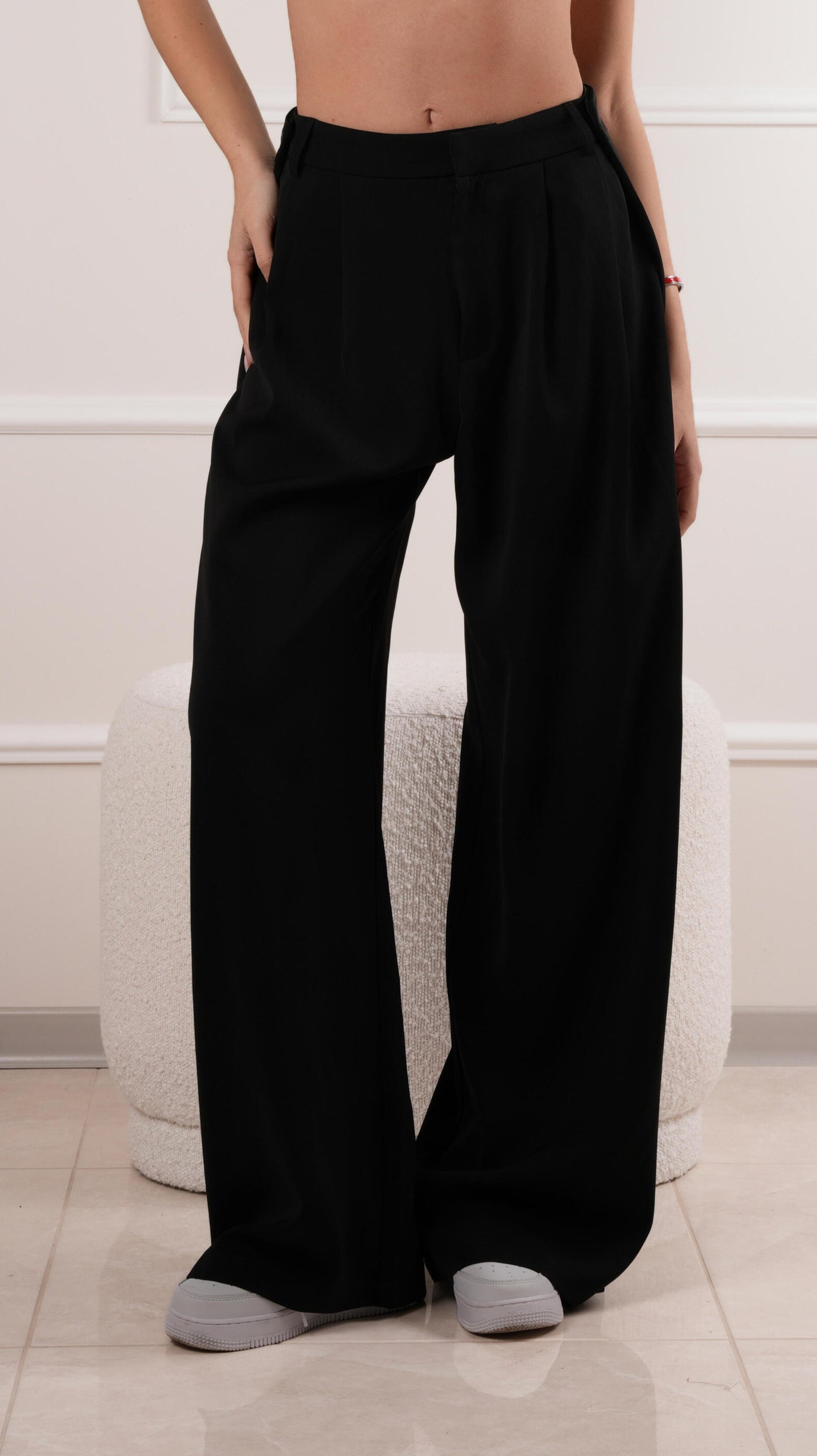 Μαύρο Παντελόνι Wide Leg - Black Wide Leg Tailored Trousers
