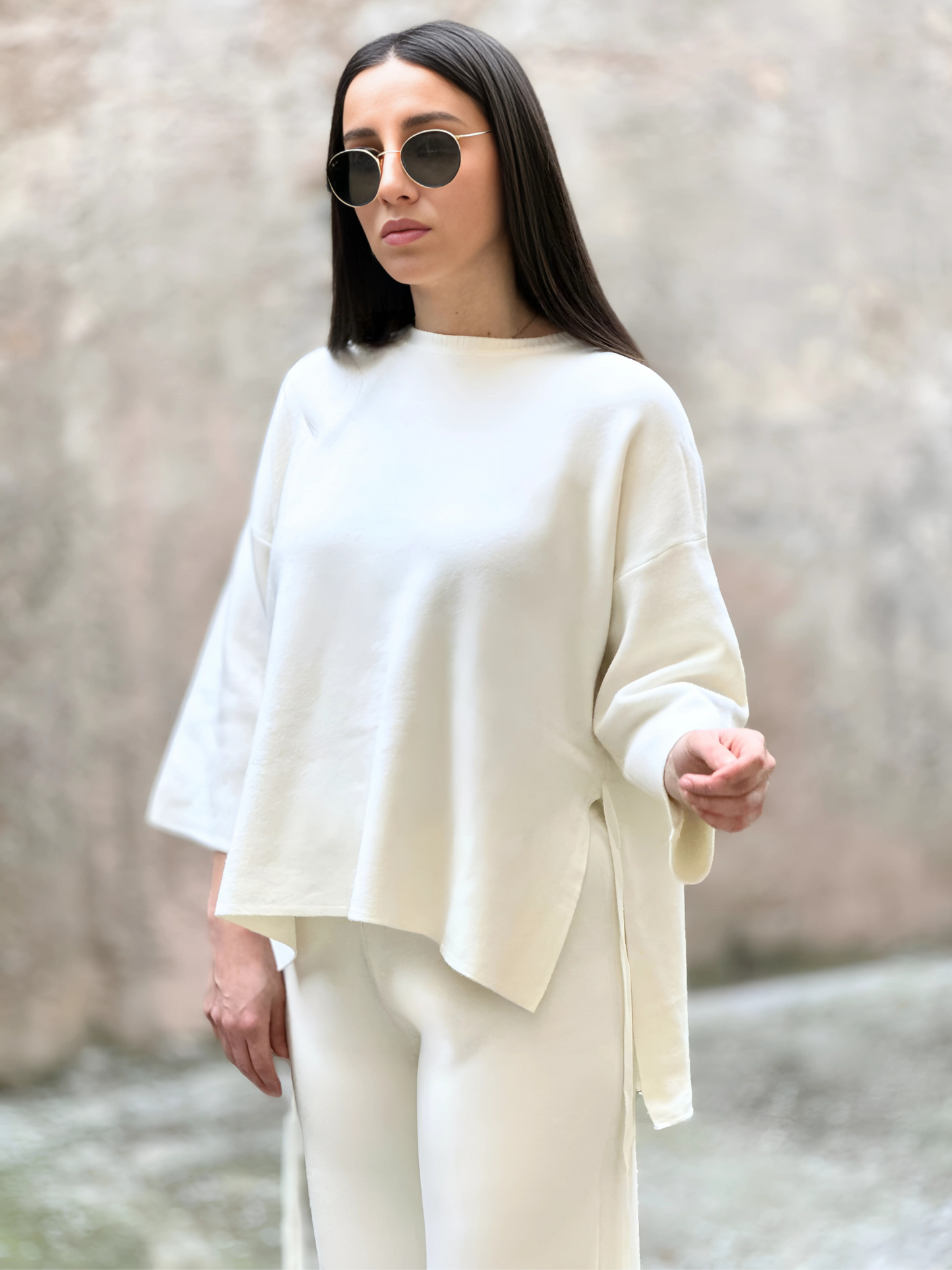 Λευκό Μάλλινο Σετ - White Knitted Set