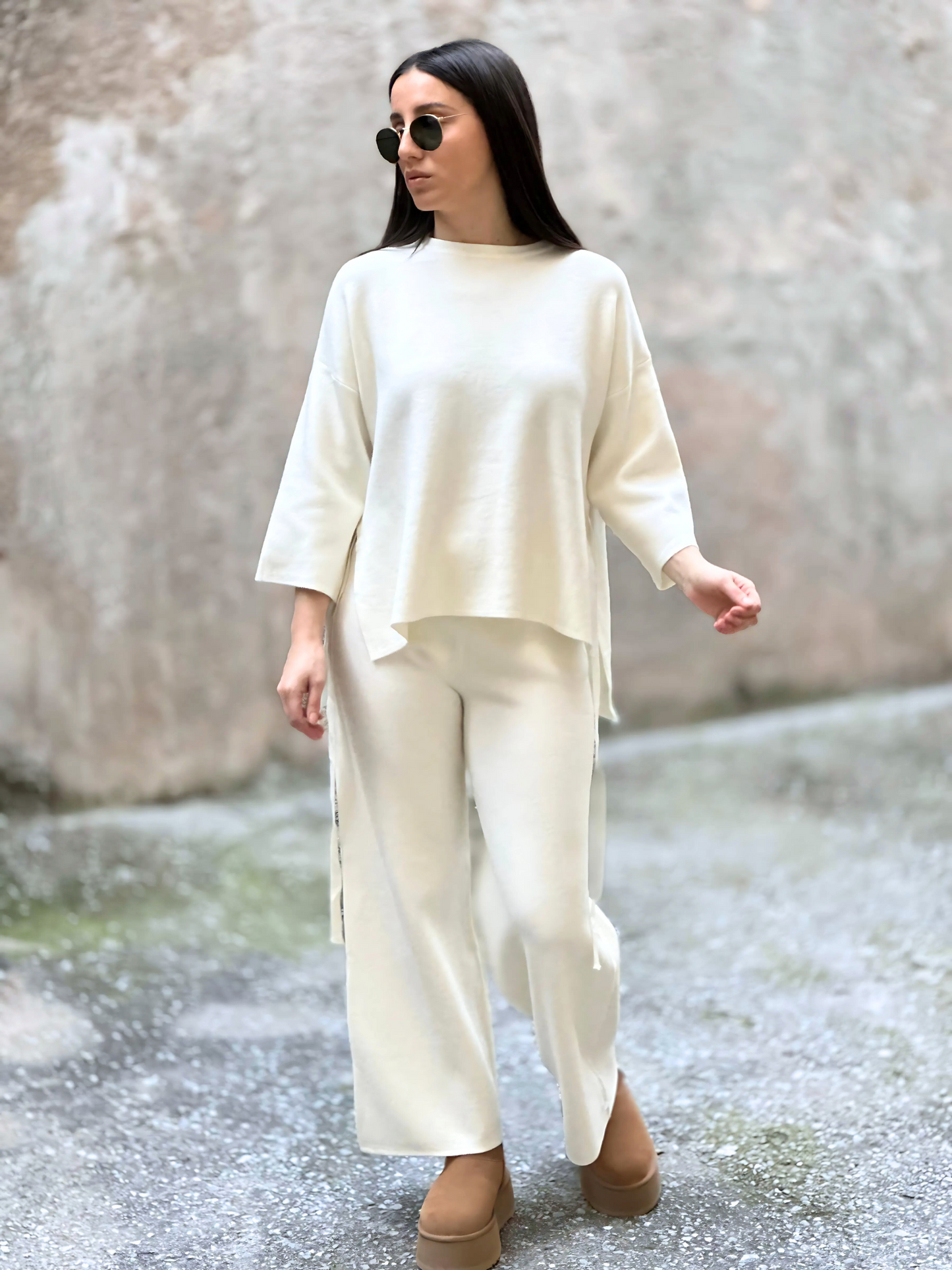 Λευκό Μάλλινο Σετ - White Knitted Set