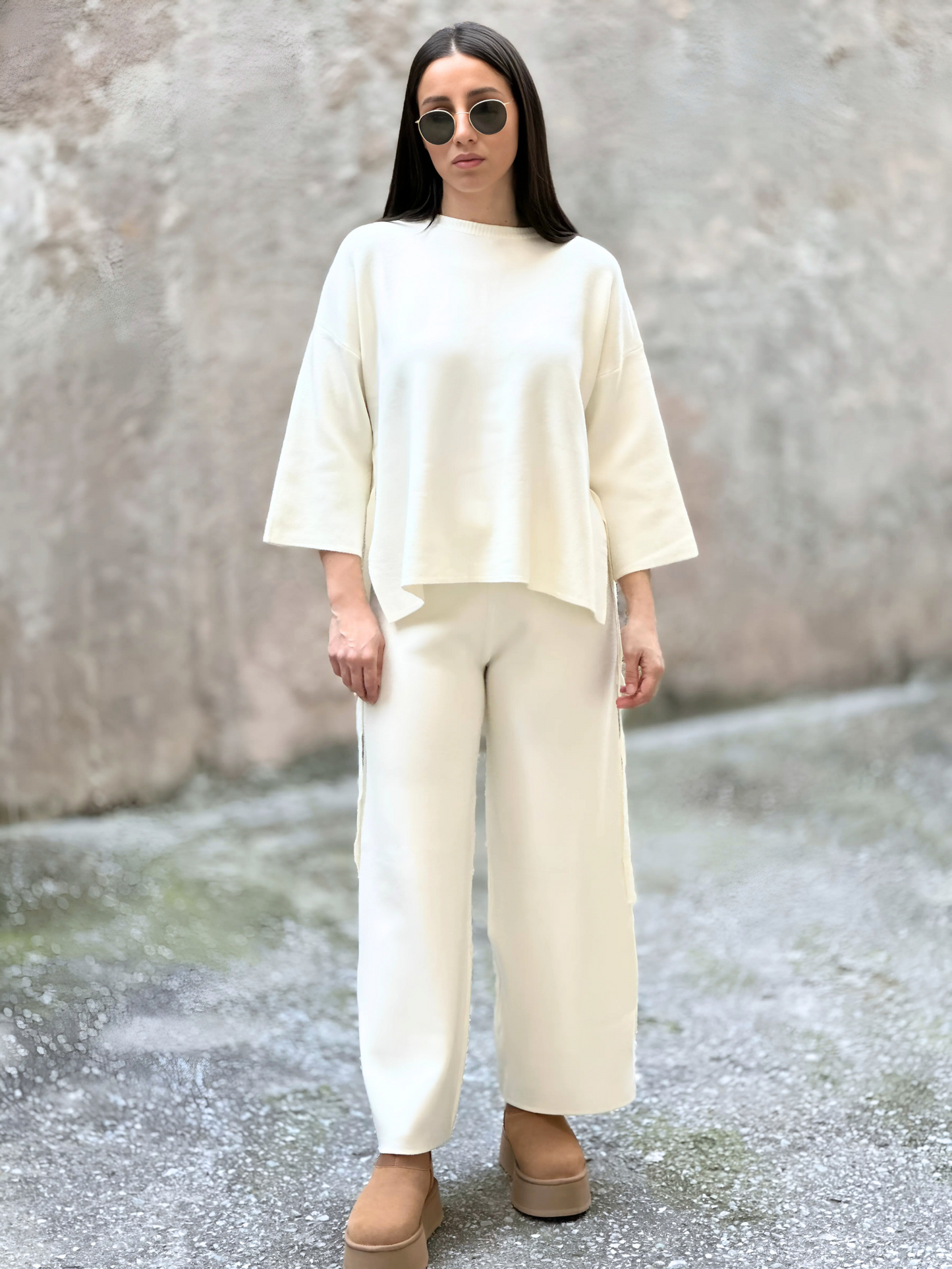 Λευκό Μάλλινο Σετ - White Knitted Set