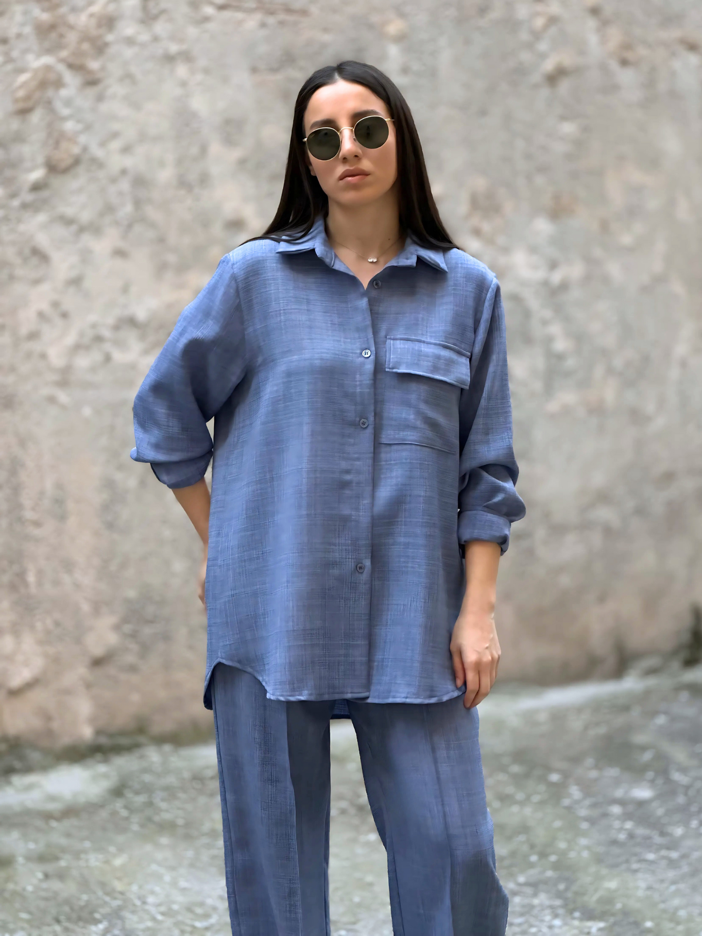 Oversized Σετ σε Μπλε Τζιν Απόχρωση - Blue Jeans Oversized Set