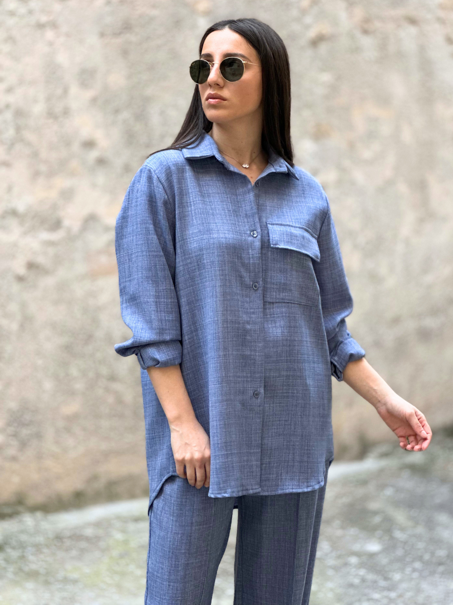 Oversized Σετ σε Μπλε Τζιν Απόχρωση - Blue Jeans Oversized Set
