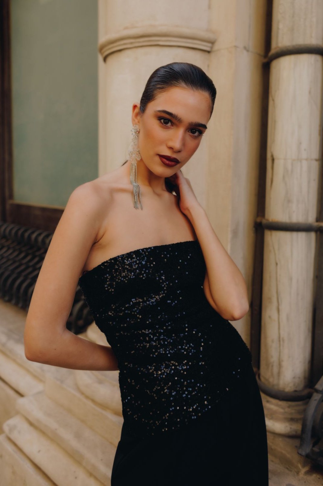 Στράπλες Τοπ με Παγέτες - Sequin Strapless Top