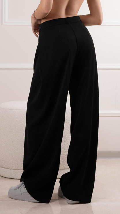 Μαύρο Παντελόνι Wide Leg - Black Wide Leg Tailored Trousers