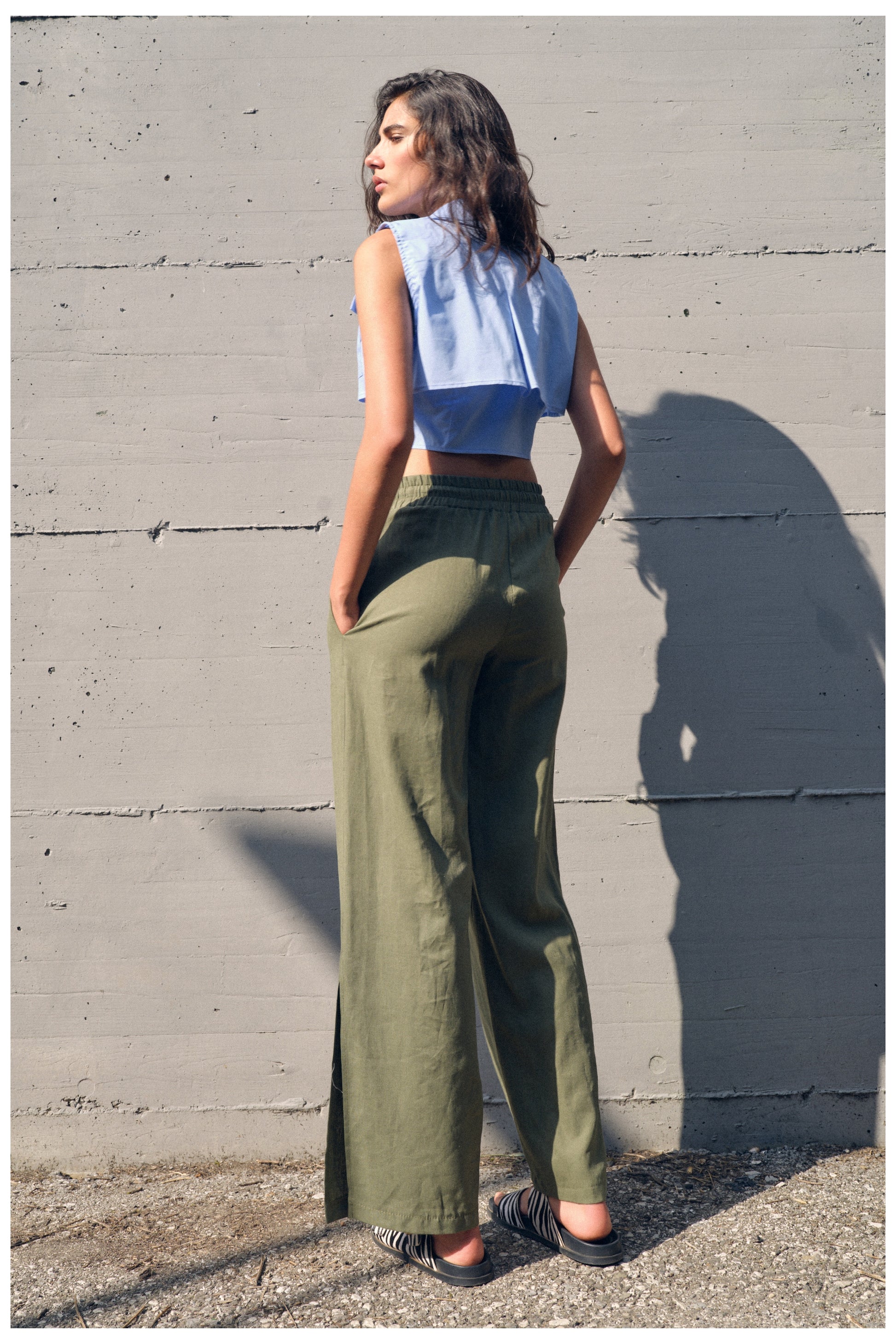 Khaki Linen Pants- Χακί λινό παντελόνι – STYLE LOFT Ι Μίνιμαλ Γυναικεία Ρούχα