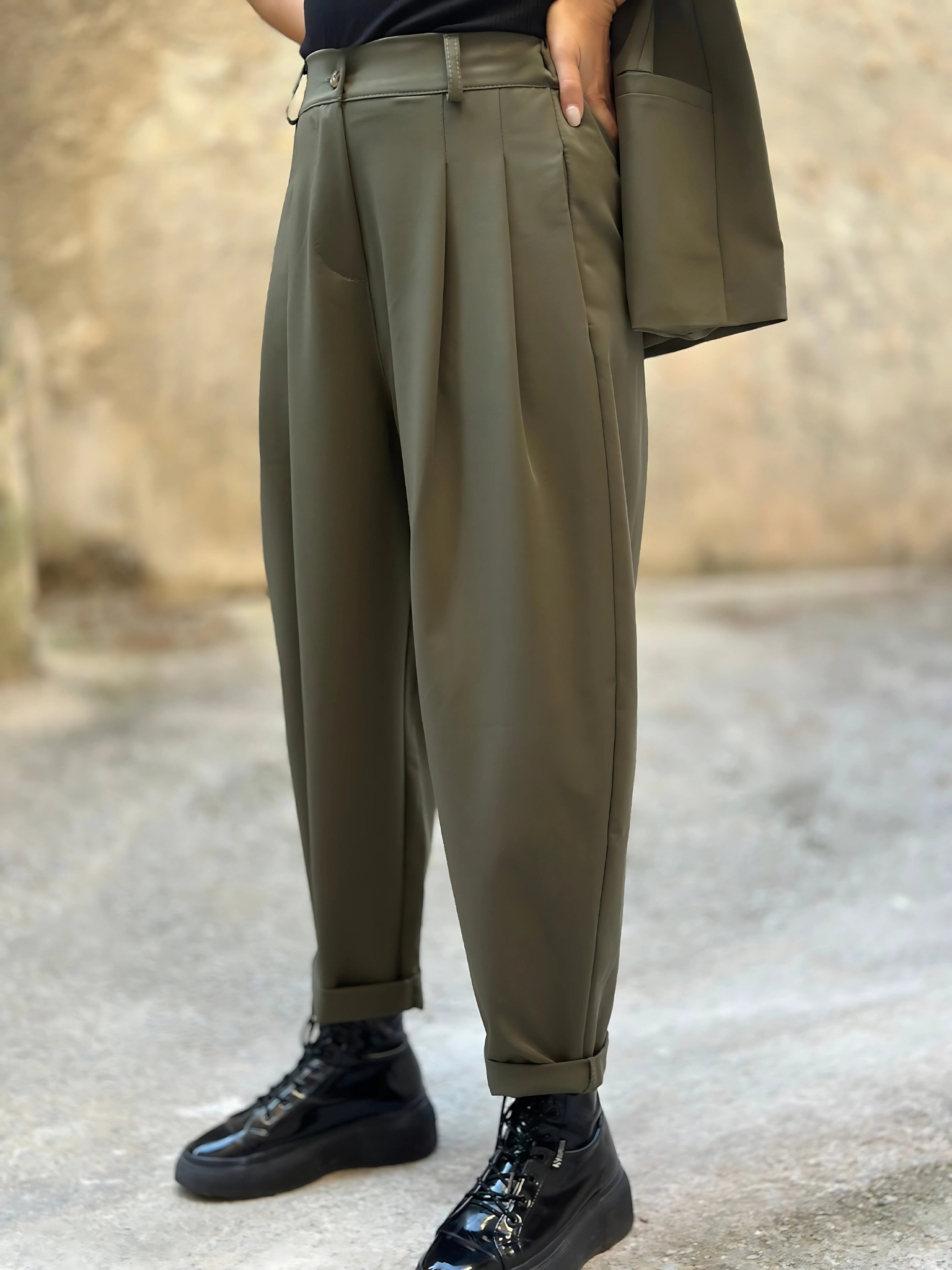 Χακί Balloon Παντελόνι - Khaki Balloon Trousers